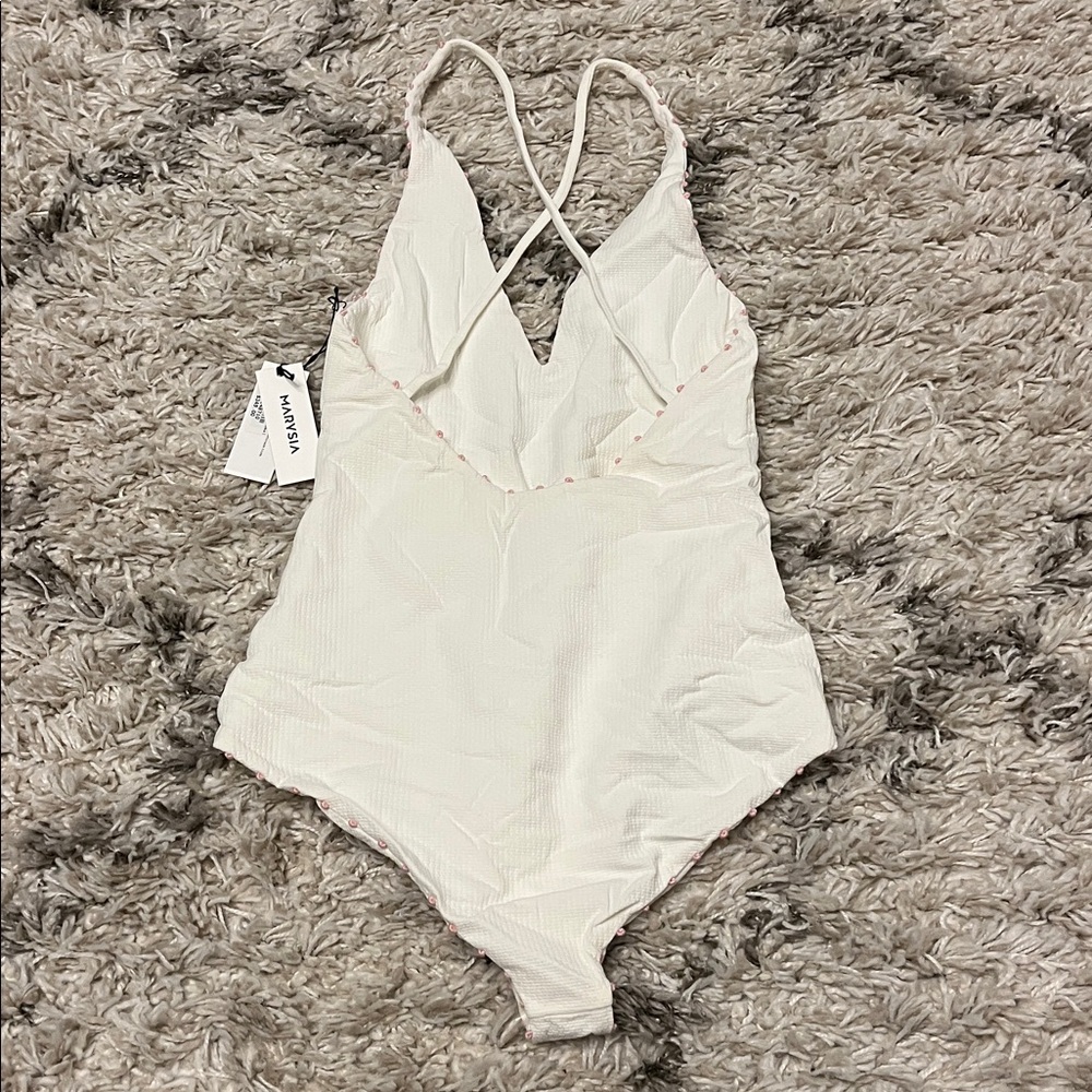 Marysia one piece bathing suit. Cream. Pink. Coconut. Lemonade. Womens size xs. - Picture 2 of 6
